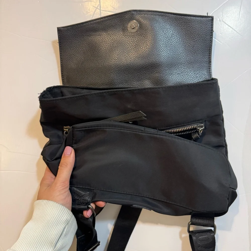 Botkier New York Black Backpack – Nylon & Faux Leather Travel Style